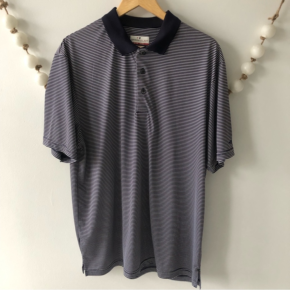 Grand Slam Performance Golf Polo Men's XL Navy Striped